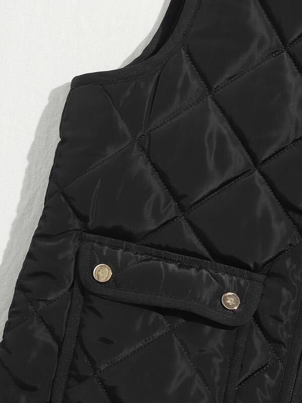 Flap Pocket Quilted Vest Jacket - LuckyFash™