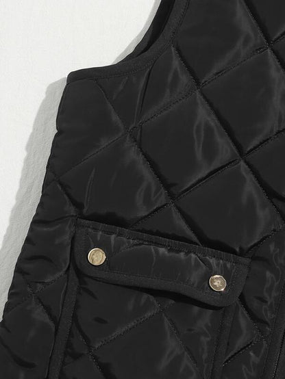 Flap Pocket Quilted Vest Jacket - LuckyFash™