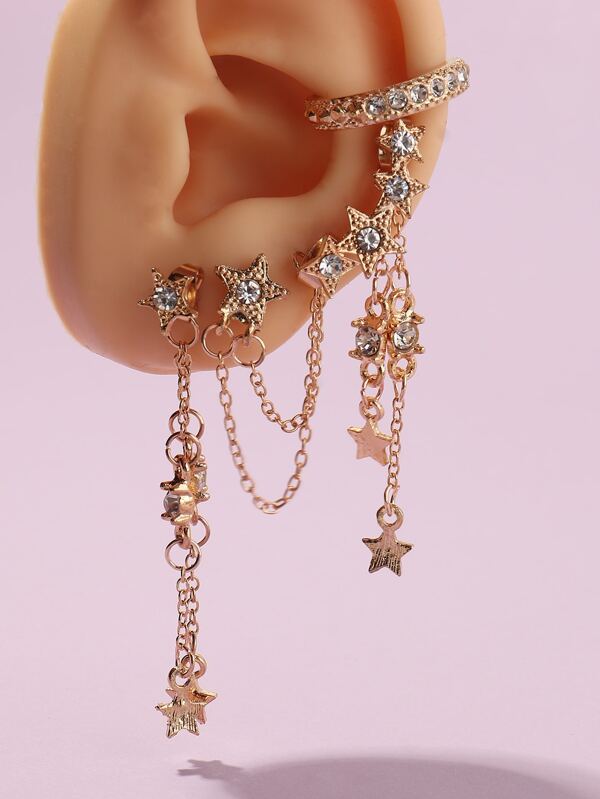 4pcs Rhinestone Star Decor Earrings - LuckyFash™