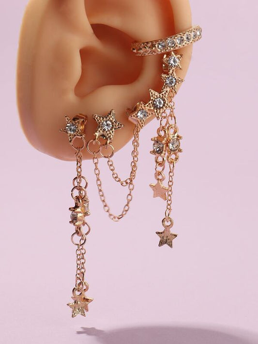 4pcs Rhinestone Star Decor Earrings - LuckyFash™