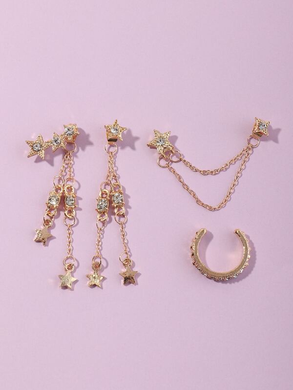 4pcs Rhinestone Star Decor Earrings - LuckyFash™