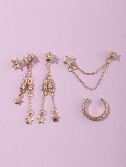 4pcs Rhinestone Star Decor Earrings - LuckyFash™