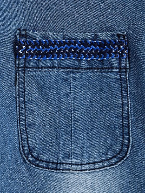 Front Slit Braided Trim Denim Bodycon Skirt - LuckyFash™