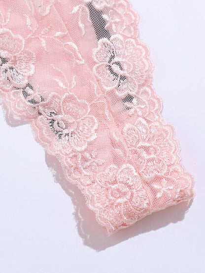 Embroidered Mesh Underwire Lingerie Set - LuckyFash™