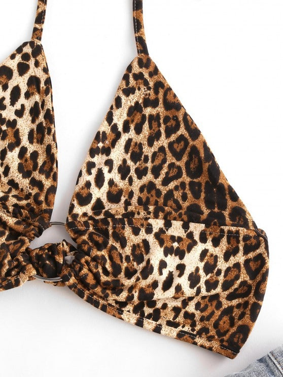 Halter Leopard O-ring Bralette Top - LuckyFash™