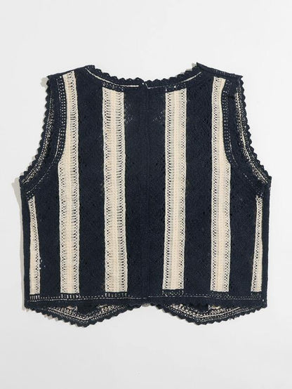 Floral Pattern Button Front Vest Cardigan - LuckyFash™