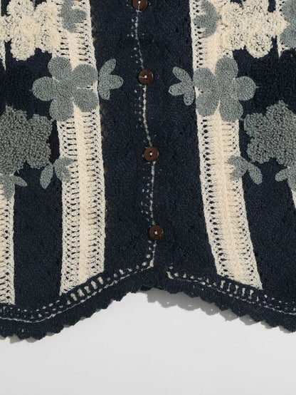 Floral Pattern Button Front Vest Cardigan - LuckyFash™
