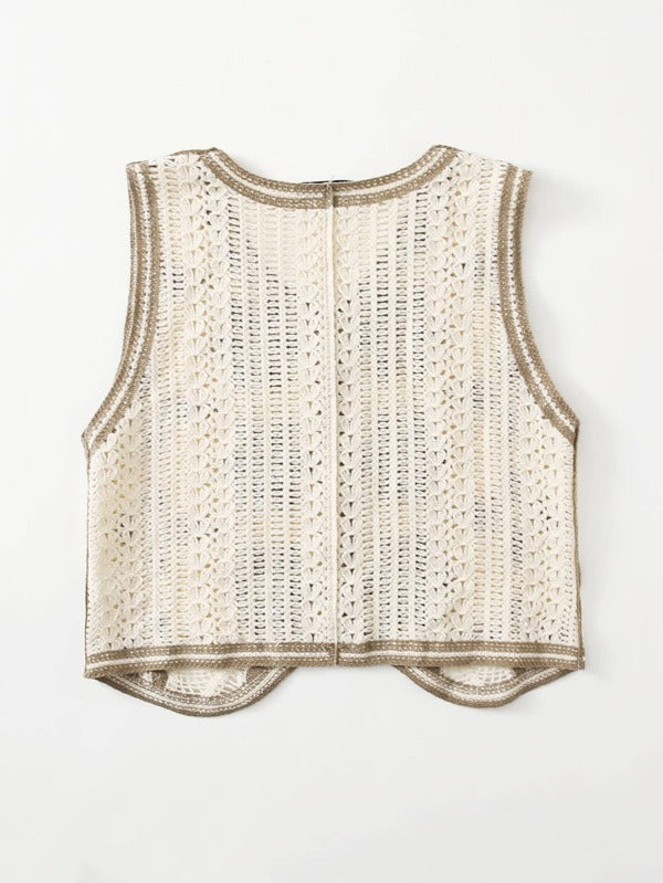 Floral Pattern Button Front Vest Cardigan - LuckyFash™