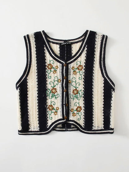 Floral Embroidery Vest Cardigan - LuckyFash™