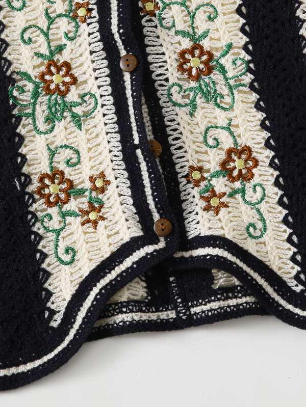 Floral Embroidery Vest Cardigan - LuckyFash™
