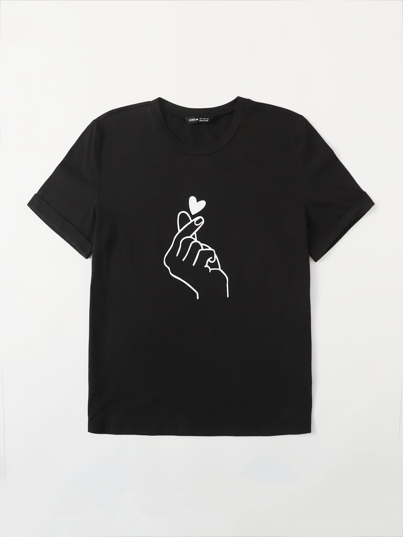 Gesture And Heart Print Tee - LuckyFash™