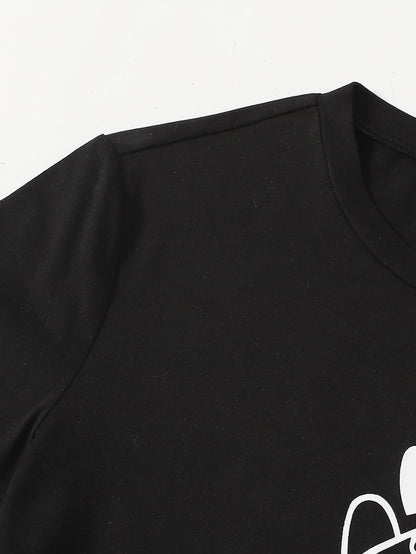 Gesture And Heart Print Tee - LuckyFash™