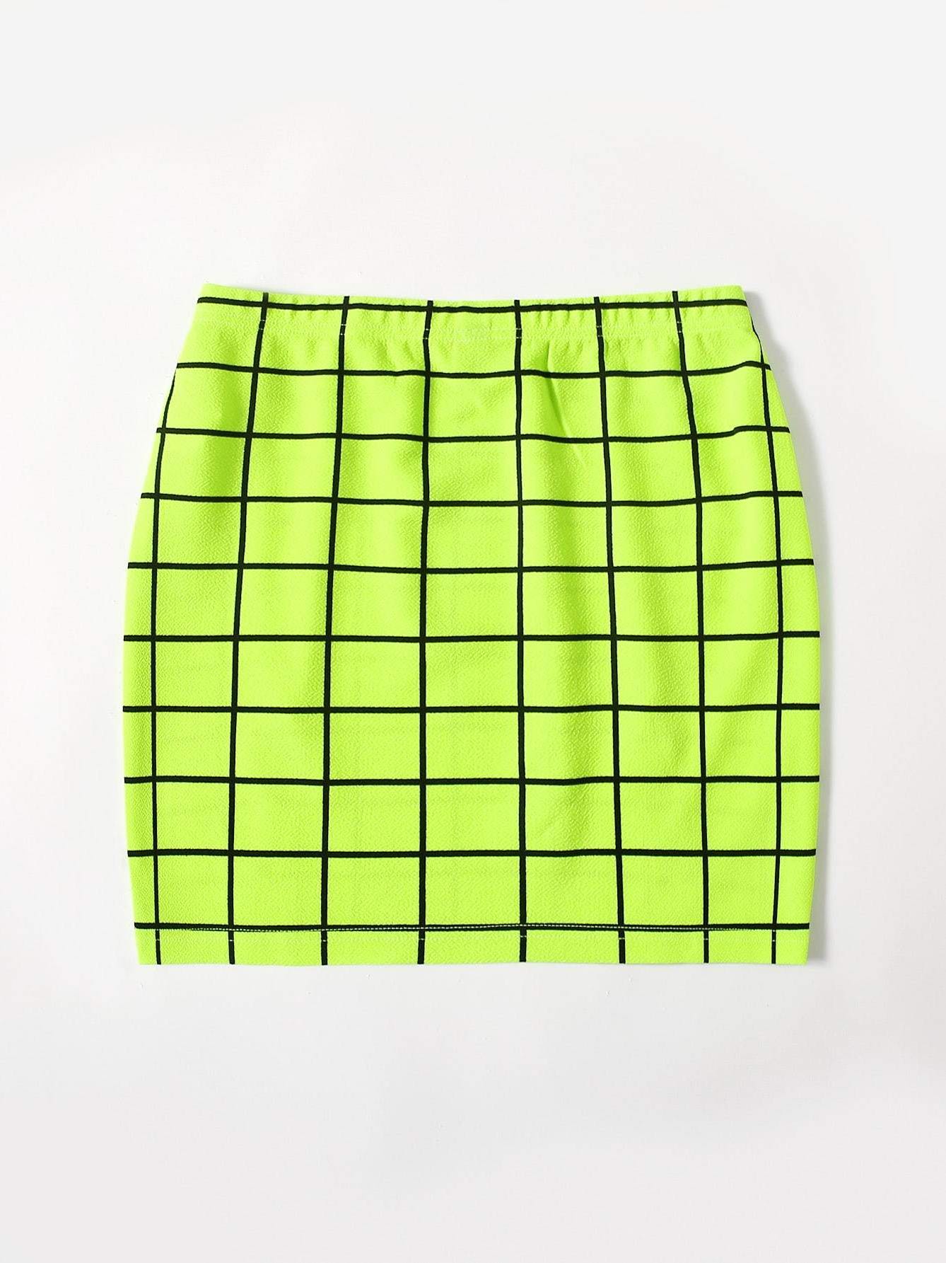 Grid M-Slit Mini Bodycon Skirt - LuckyFash™