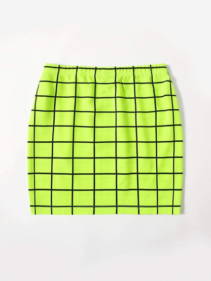 Grid M-Slit Mini Bodycon Skirt - LuckyFash™