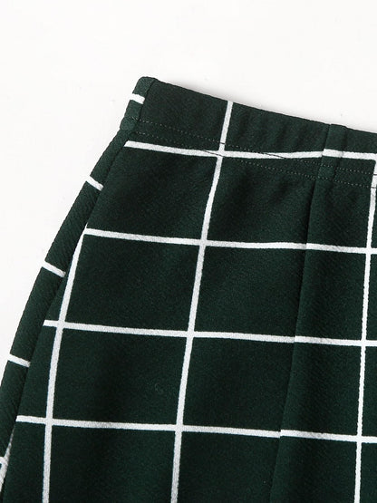 Grid M-Slit Mini Bodycon Skirt - LuckyFash™