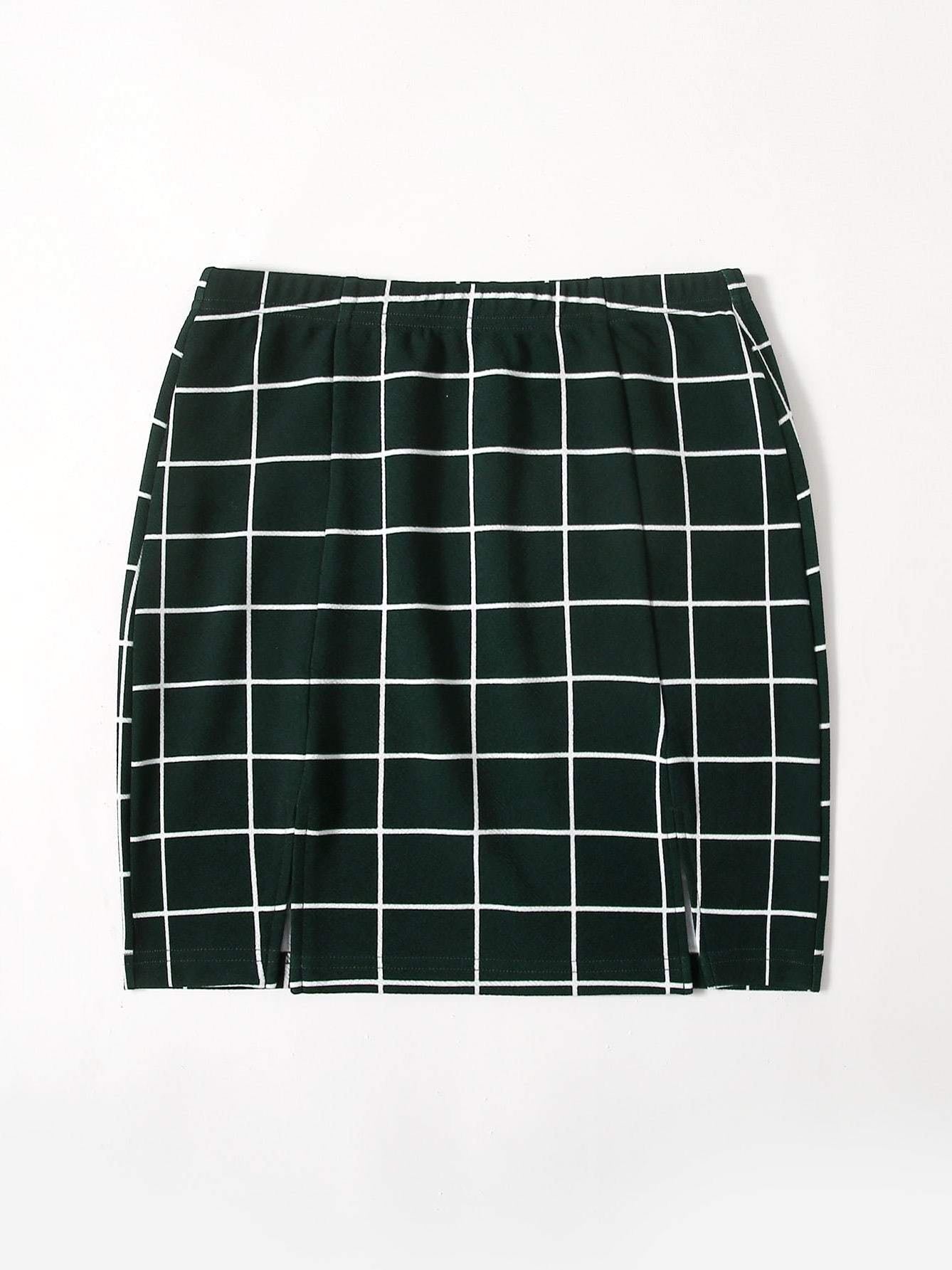 Grid M-Slit Mini Bodycon Skirt - LuckyFash™