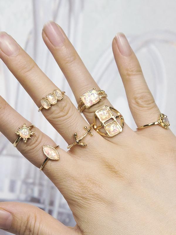 7pcs Gemstone Decor Ring - LuckyFash™