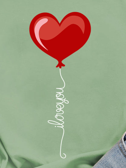 Heart & Slogan Graphic Round Neck Tee - LuckyFash™