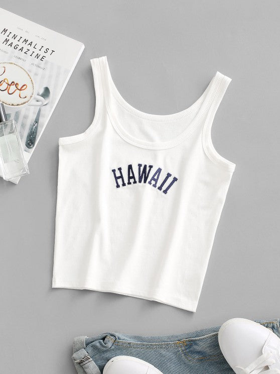 HAWAII Embroidered Basic Tank Top - LuckyFash™