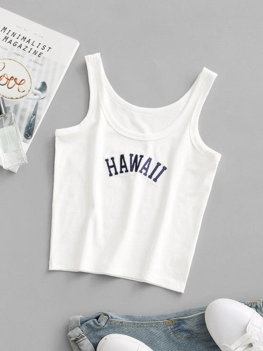 HAWAII Embroidered Basic Tank Top - LuckyFash™