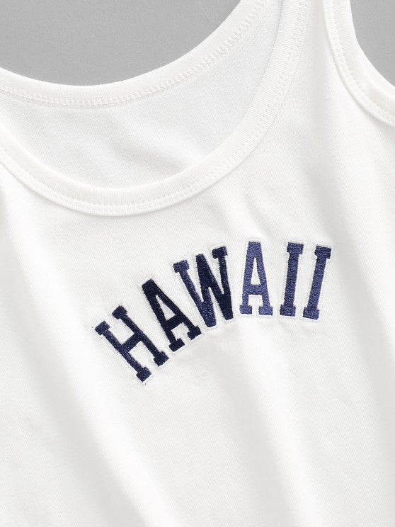 HAWAII Embroidered Basic Tank Top - LuckyFash™