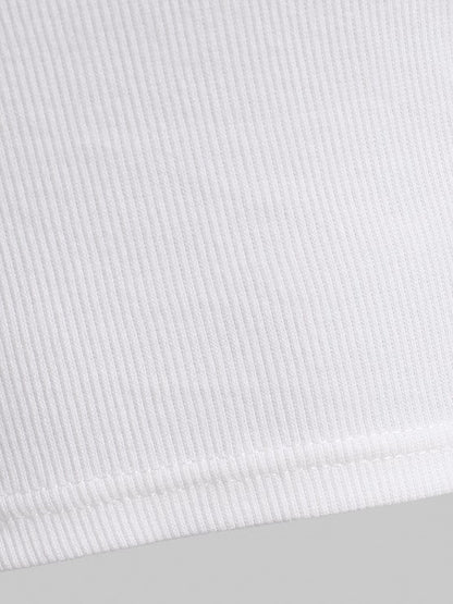 Halter Rib-knit Half Button Crop Top - LuckyFash™