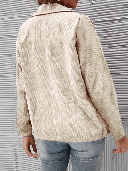 Women's Jackets Solid Corduroy Lapel Button Long Sleeve Jacket - LuckyFash™