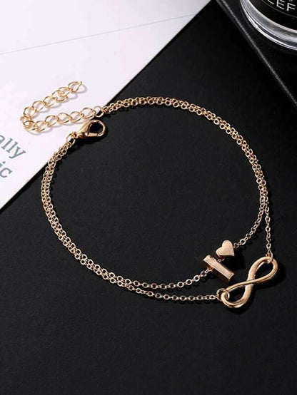 1pc Heart & Infinity Decor Layered Bracelet - LuckyFash™