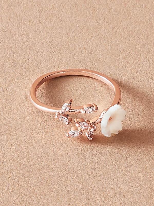 1pc Rhinestone & Flower Decor Ring - LuckyFash™