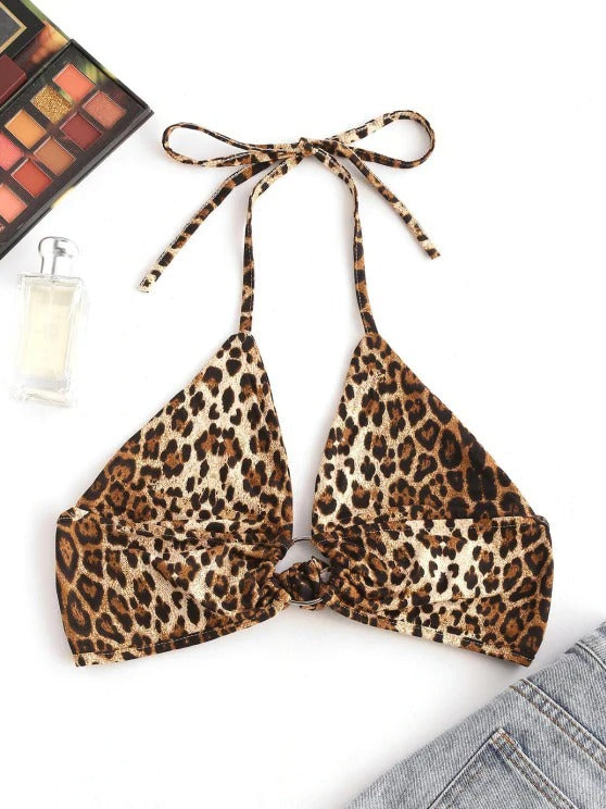 Halter Leopard O-ring Bralette Top - LuckyFash™