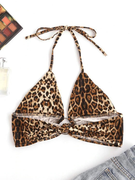 Halter Leopard O-ring Bralette Top - LuckyFash™