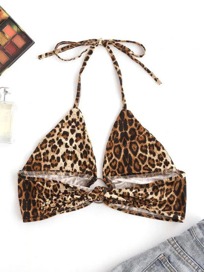 Halter Leopard O-ring Bralette Top - LuckyFash™