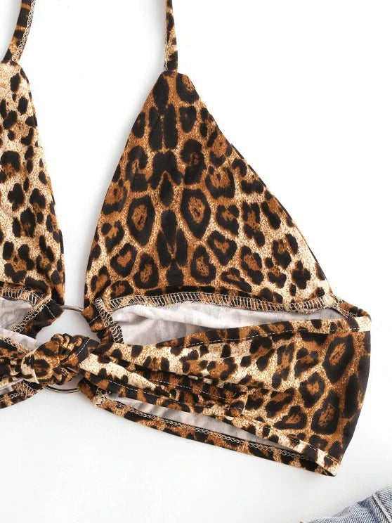 Halter Leopard O-ring Bralette Top - LuckyFash™