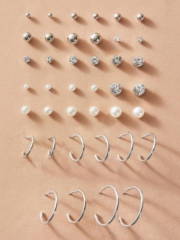 20pairs Faux Pearl & Rhinestone Decor Earrings - LuckyFash™