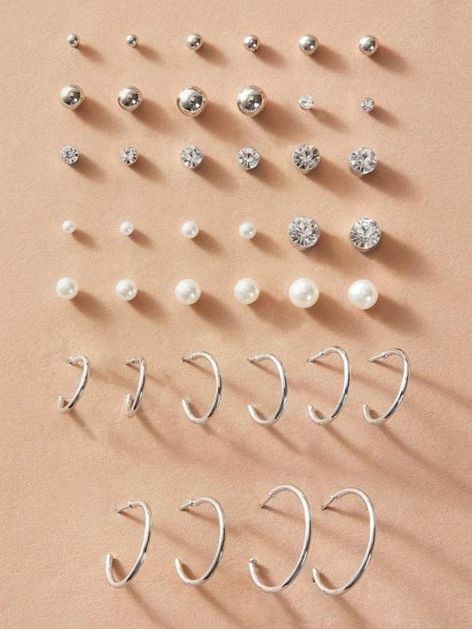 20pairs Faux Pearl & Rhinestone Decor Earrings - LuckyFash™