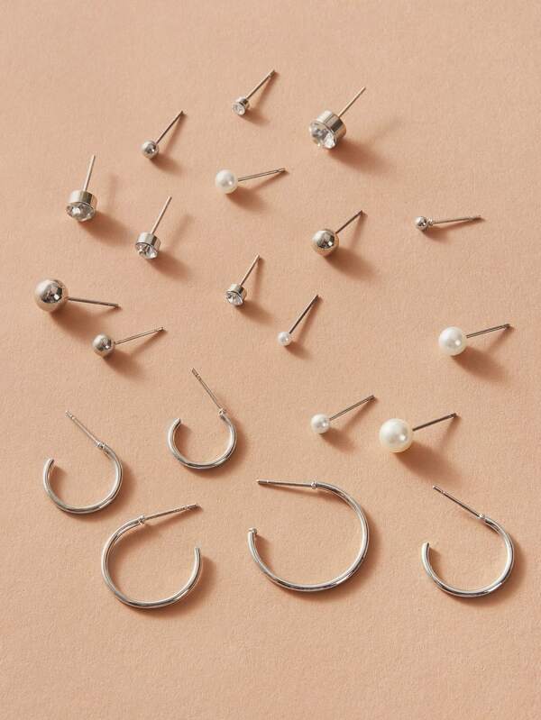 20pairs Faux Pearl & Rhinestone Decor Earrings - LuckyFash™