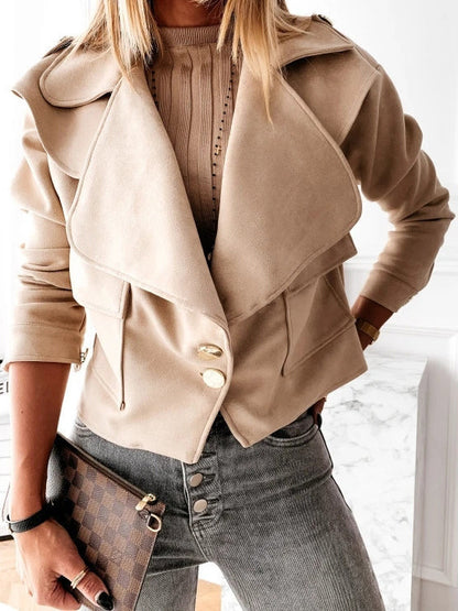 Women's Jackets Fashion Lapel Button Crop Jacket - LuckyFash™