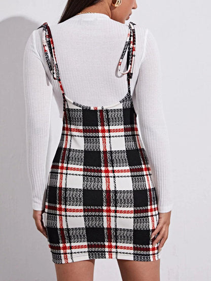 Women Slip Plaid Cherrykeke Dress - LuckyFash™