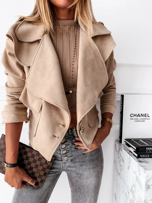 Women's Jackets Fashion Lapel Button Crop Jacket - LuckyFash™