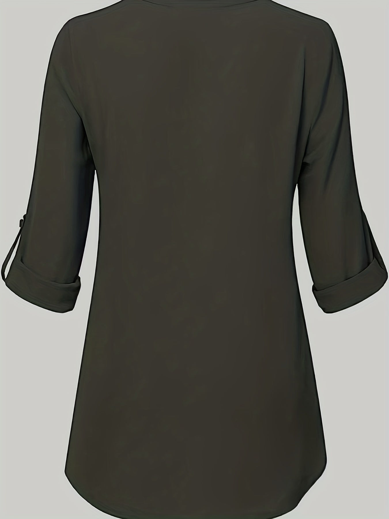 Solid Simple Blouse, Casual V Neck Long Sleeve Blouse, Women's Clothing