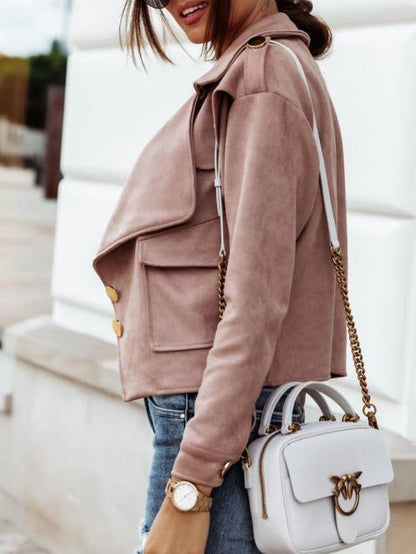 Women's Jackets Fashion Lapel Button Crop Jacket - LuckyFash™