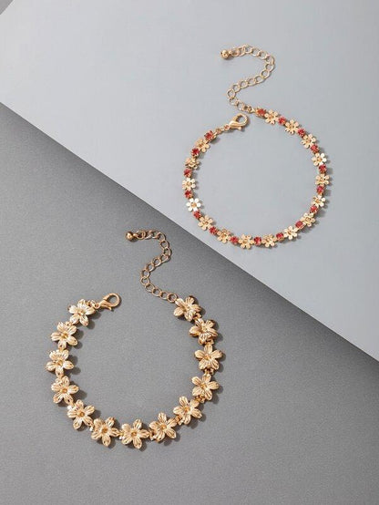 2pcs Rhinestone Flower Decor Bracelet - LuckyFash™