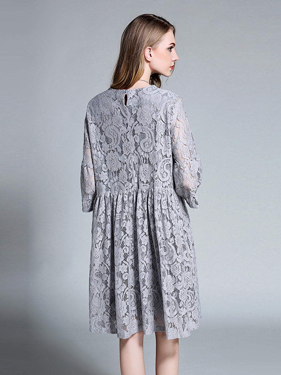 Dresses Temperament  Lace Loose Midi Dress - LuckyFash™