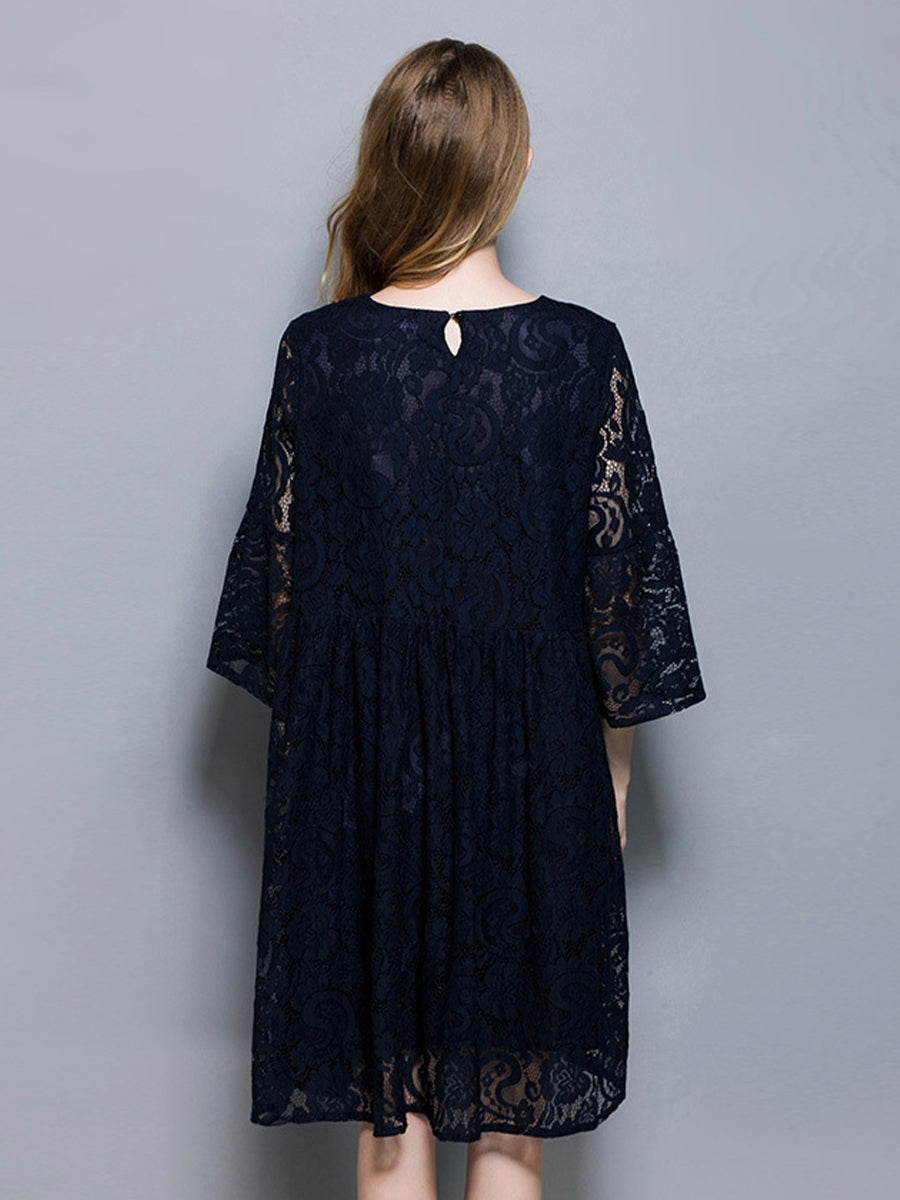 Dresses Temperament  Lace Loose Midi Dress - LuckyFash™
