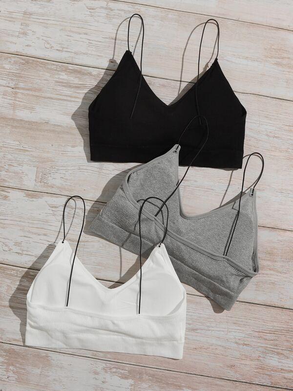 3pack Rib Spaghetti Strap Bra Set - LuckyFash™