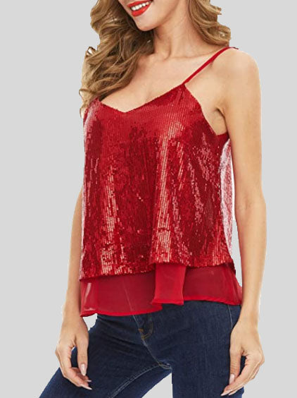 Fashion Sequined V-neck Sleeveless Vest - LuckyFash™