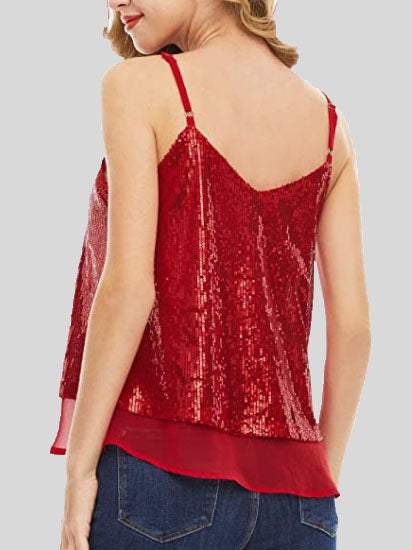 Fashion Sequined V-neck Sleeveless Vest - LuckyFash™