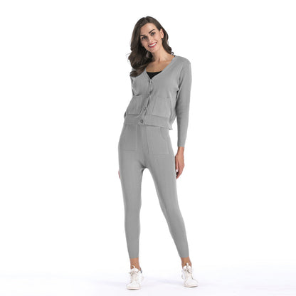 Women's knitted Cardigan suit - LuckyFash™