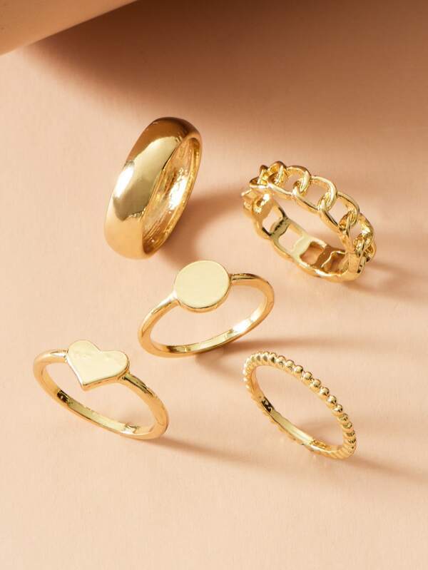5pcs Heart Decor Ring - LuckyFash™