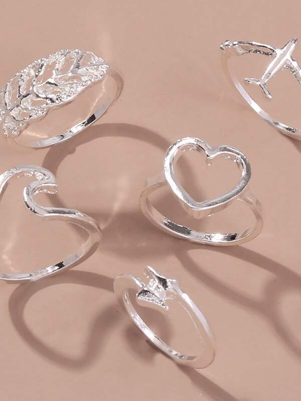 5pcs Heart Decor Ring - LuckyFash™